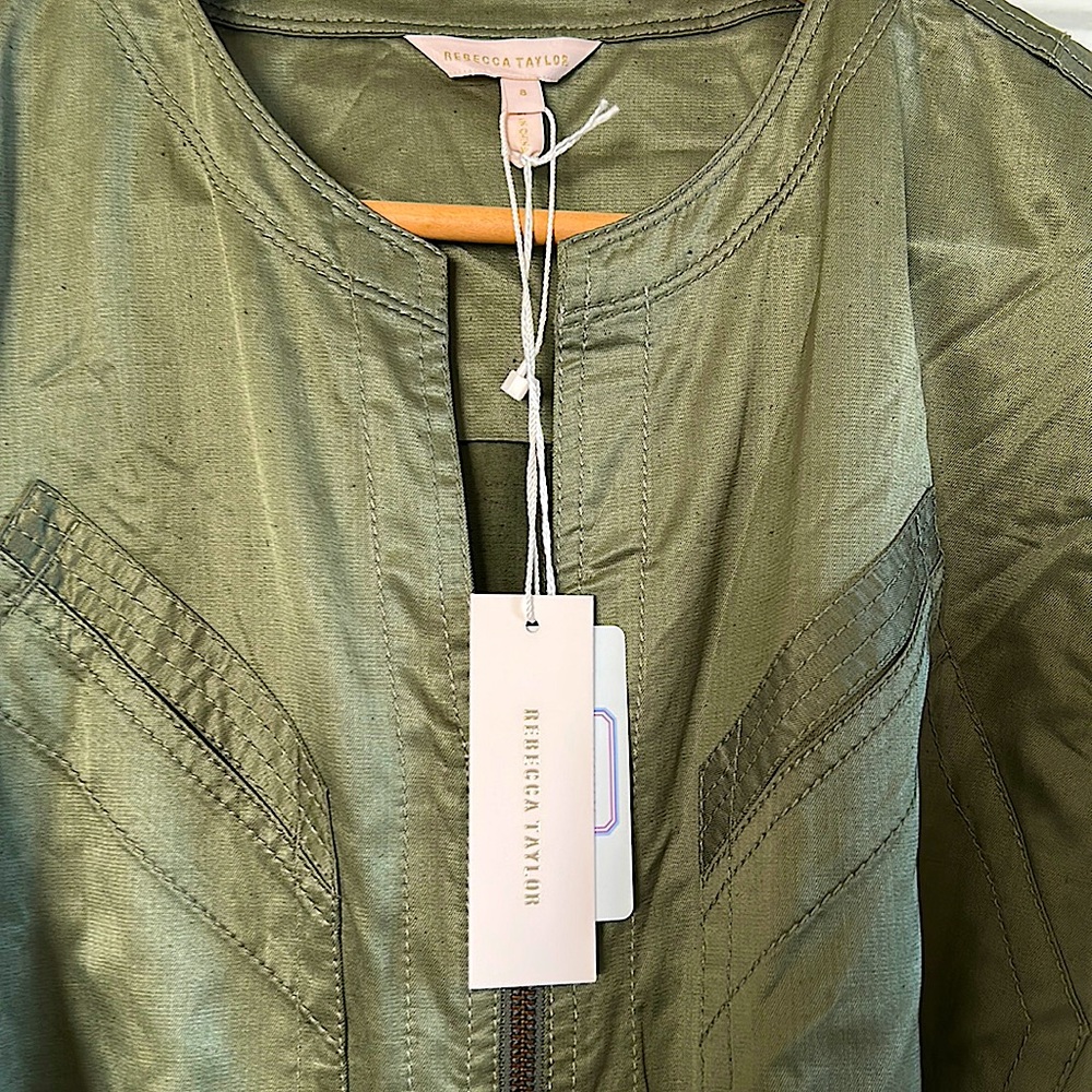 Rebecca Taylor Olive Green Long Sleeve Belted Jumpsuit **Size 8** 🔥🔥 - Picture 5 of 6